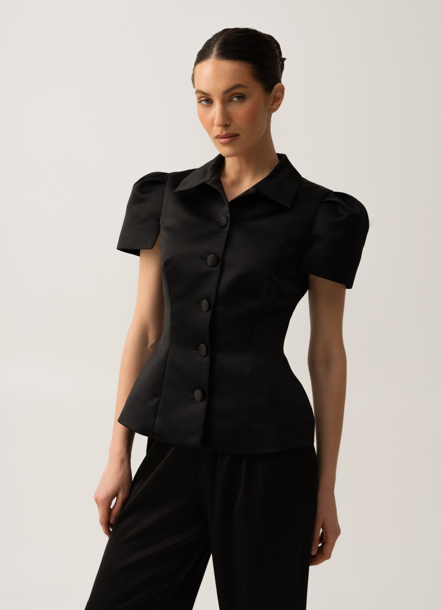 Black silk satin jacket
